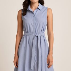 Sleeveless Blue Striped Dress